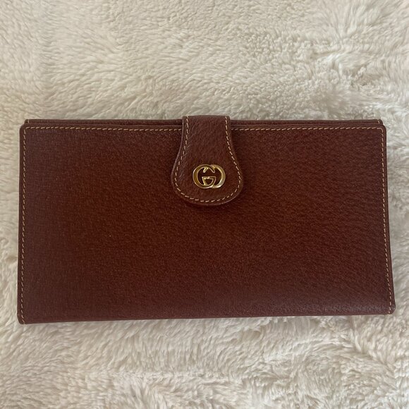 Gucci Long Wallet W Hook Interlocking G Brown Leather - Picture 1 of 13